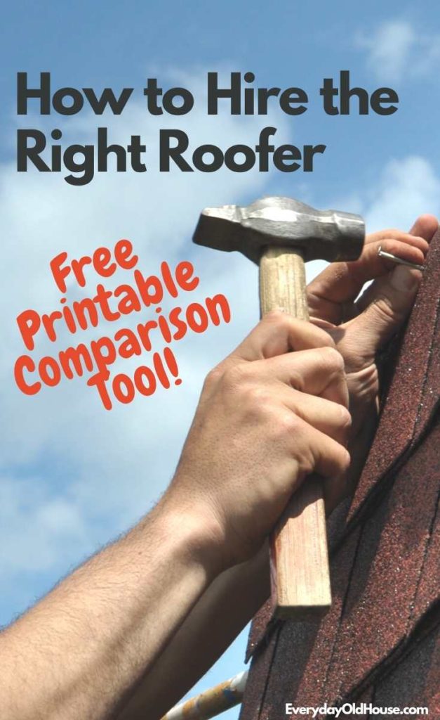Roofing quotes have you confused? Download this free printable comparison tool and get clarity on which roofer to hire! #homeroofs #homeimprovementguides