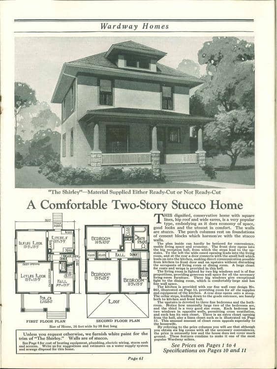 Shirley Wardway Homes mail order catalog - Foursquare House Kits. Courtesy of archive.org, 1924