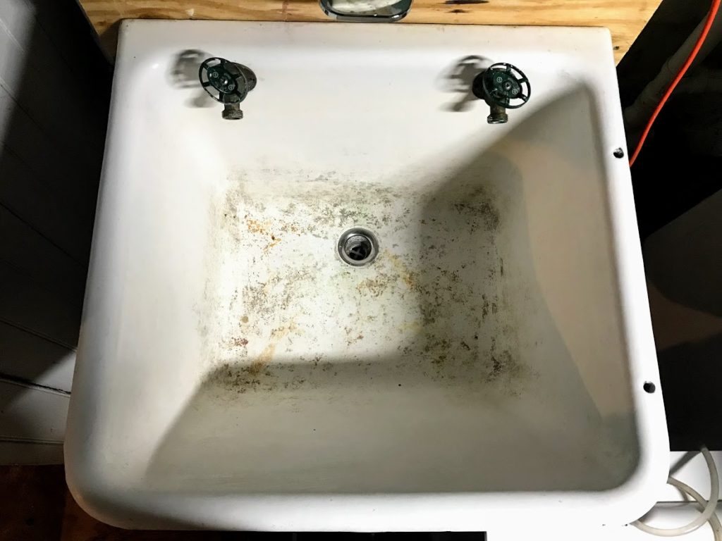 Here's how I removed layers of old paint and gunk from our old utility sink within 1 hour using Citristrip #Citristrip @citristrip #uliltysink