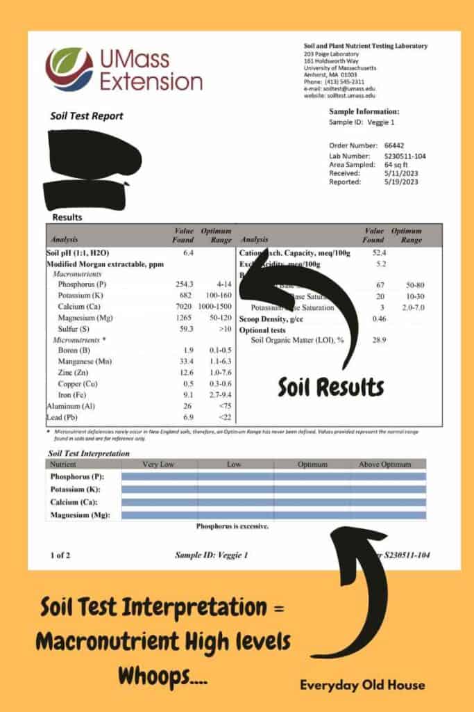 Soil test results from UMASS show I have too many macronutrients in vegetable garden soil, Here's why you want to test your vegetable garden soil.  I was surprised at my nutrient levels, which are likely contributing to lower harvests.  