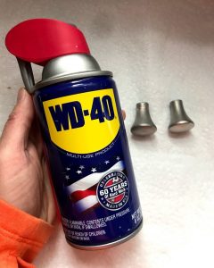 Cleaning hack and secret ingredient to cleaning kitchen cabinet knobs and pulls #wd40 # cleaninghacks