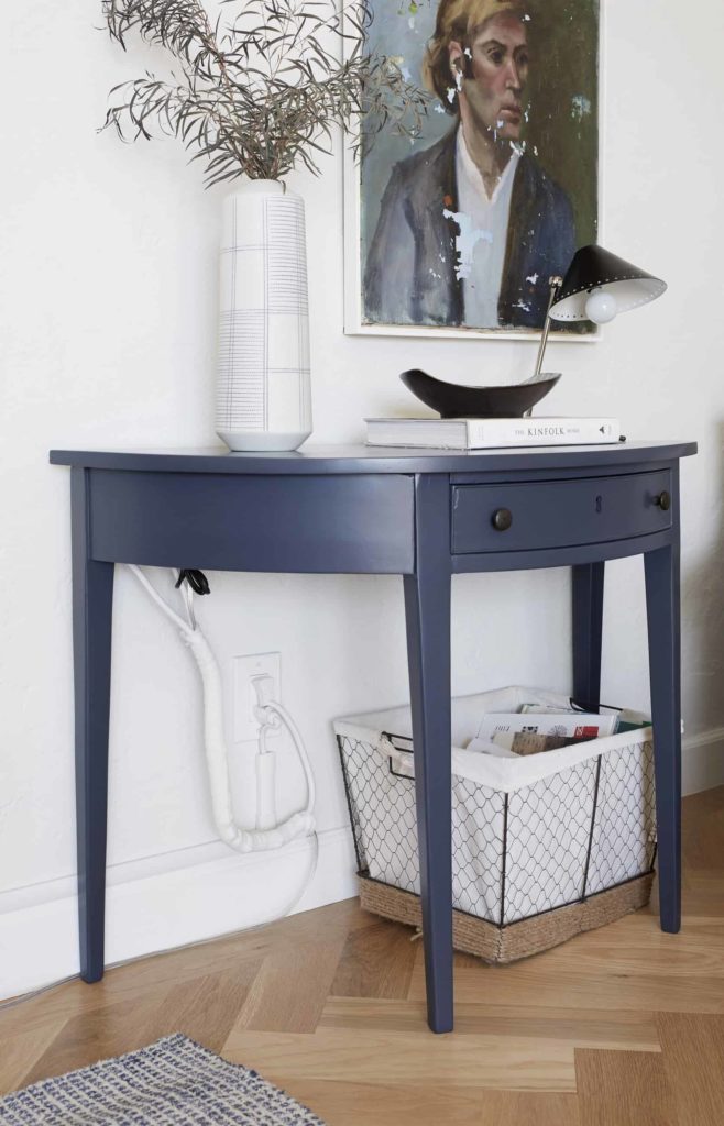Style by Emily Henderson how to hide electrical cords behind table