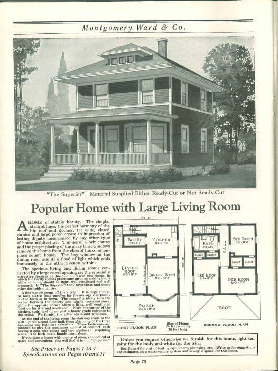 Superior Wardway Homes mail order home catalog - Foursquare House Kits. Courtesy of archive.org, 1924
