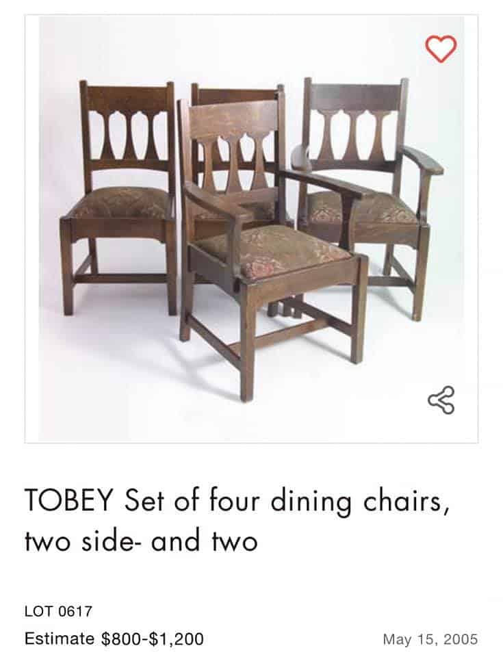 set of 4 diningroom chairs on auction website