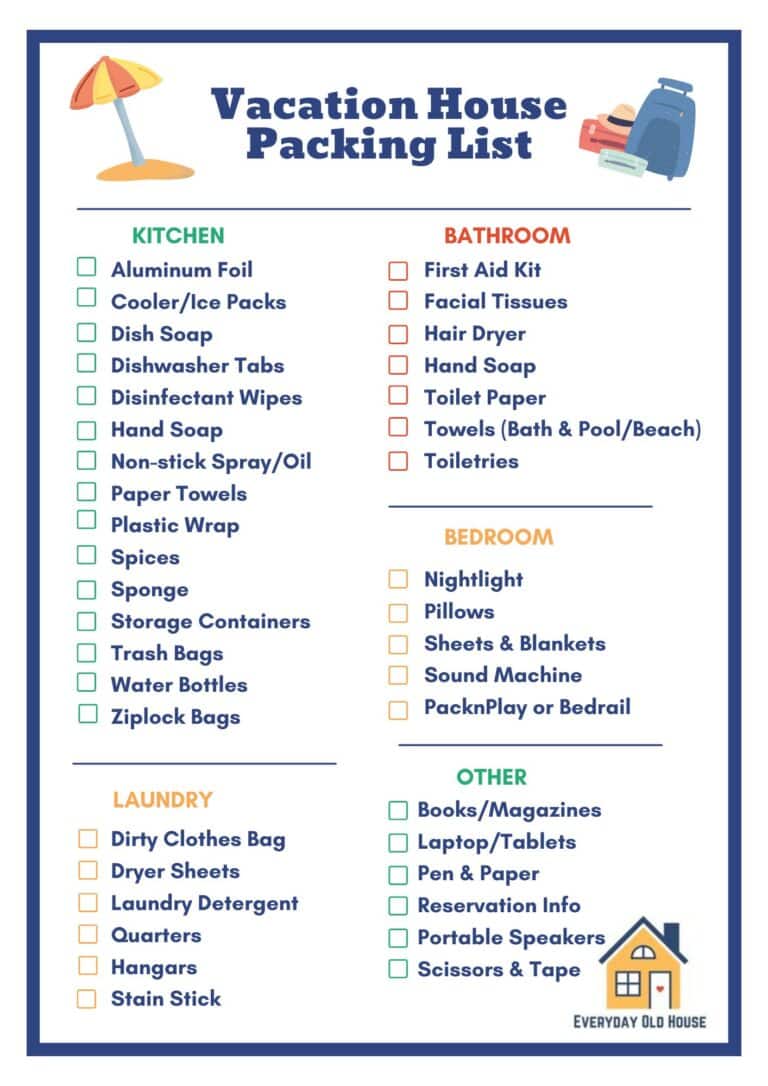 Customizable Vacation Rental Home Packing Checklist [Printable ...