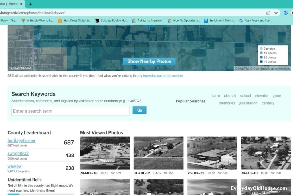 Search console of historical aerial photos from https://vintageaerial.com/