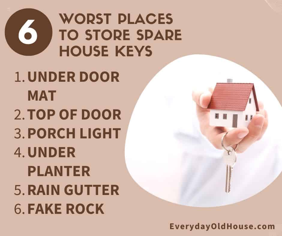 list of 6 worst places to hide spare house keys