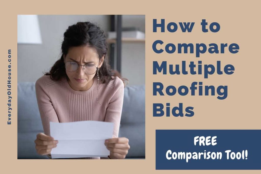 Confused trying to interpret different roofing quotes? Us too. So we developed this FREE comparison tool for other homeowners to decipher the roofing bid with the best value. #residentialroofing #homeimprovement #homownertools