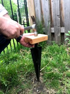 How to drive spike in no-dig fencing installation #nodigfence #homeimprovement #backyardproject