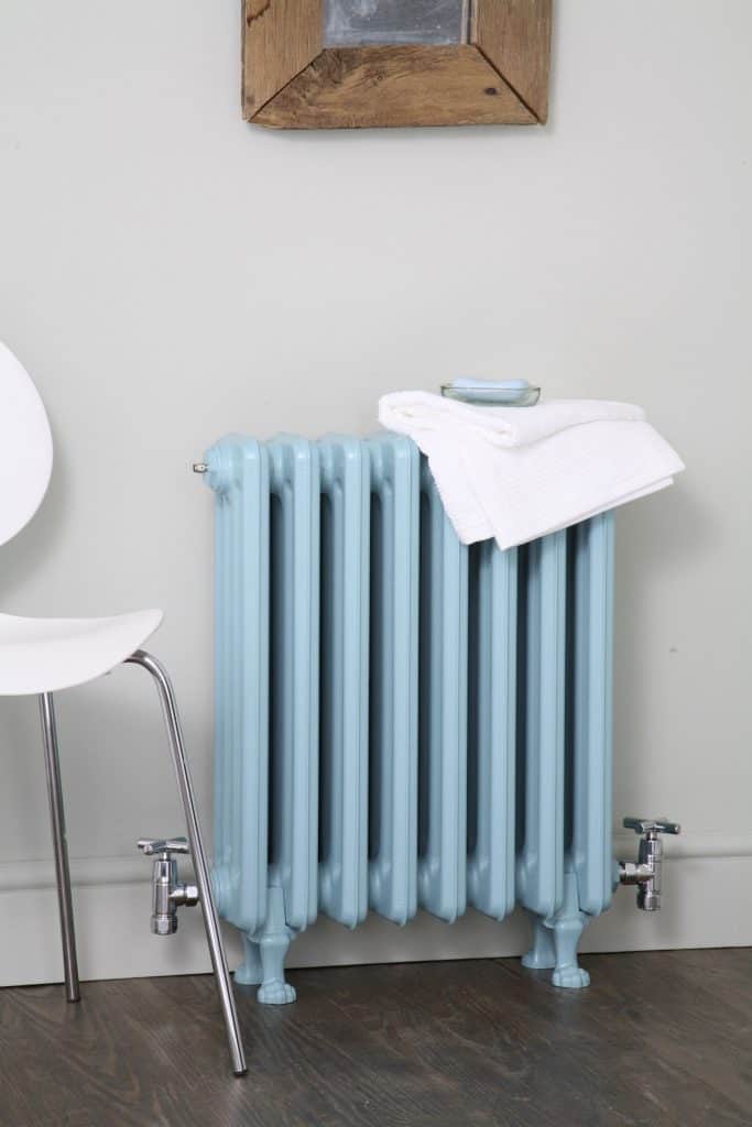 Serene blue cast iron radiator with cute feet #spraypaint #radiator